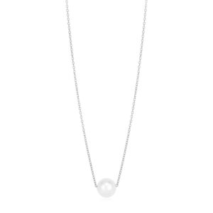 14k White Gold Pearl Solitaire Necklace