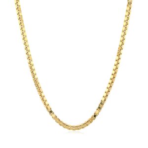 2.0mm 14k Yellow Gold Semi Solid Box Chain