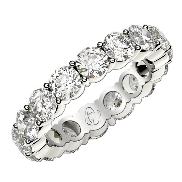 Round Cut Lab Grown Diamond Eternity Ring in 14k White Gold (4 cttw FG/VS2)