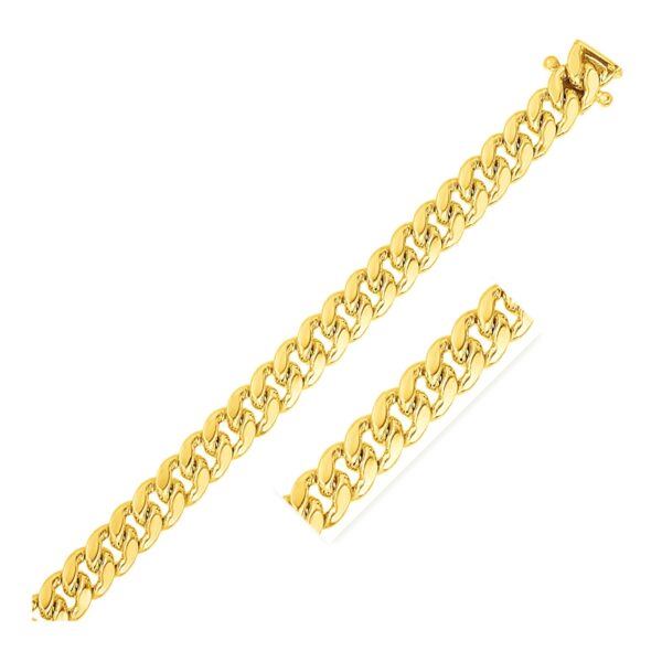 9.25mm 14k Yellow Gold Classic Miami Cuban Solid Chain