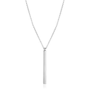 Sterling Silver 24 inch Necklace with Long Polished Bar Pendant