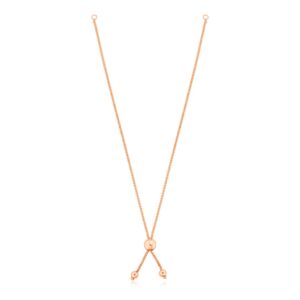 10k Rose Gold 8 inch Adjustable Friendship Bracelet Chain with Ball Slide