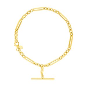 14k Yellow Gold 7 1/5 inch Alternating Oval and Round Chain Bracelet with Toggle