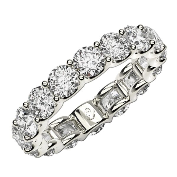 Round Cut Lab Grown Diamond Eternity Ring in 14k White Gold (4 cttw FG/VS2)