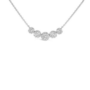 14K White Gold 2 3-8 Cttw Diamond 5 Station Cluster Necklace (H-I Color, VS2-SI1 Clarity) - 18" Inches