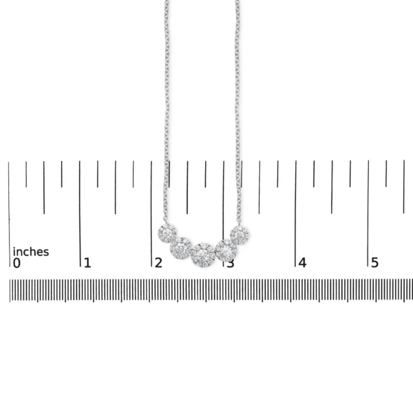 14K White Gold 2 3-8 Cttw Diamond 5 Station Cluster Necklace (H-I Color, VS2-SI1 Clarity) - 18" Inches - Image 4