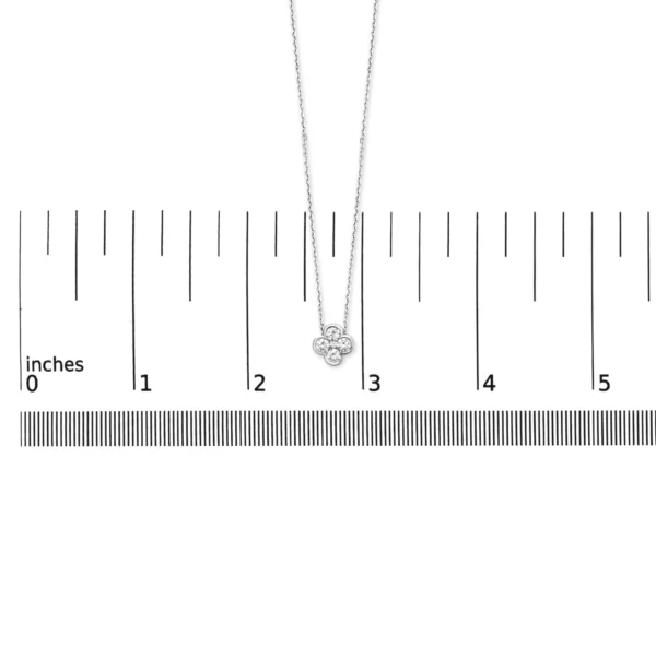 14K White Gold 1-2 Cttw Diamond Bezel 4 Point Floral Bloom 18" Inch Pendant Necklace (H-I Color, VS2-SI1 Clarity) - Image 3