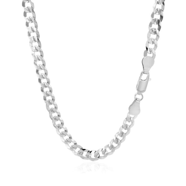 5.7mm 14k White Gold Solid Curb Chain - Image 4