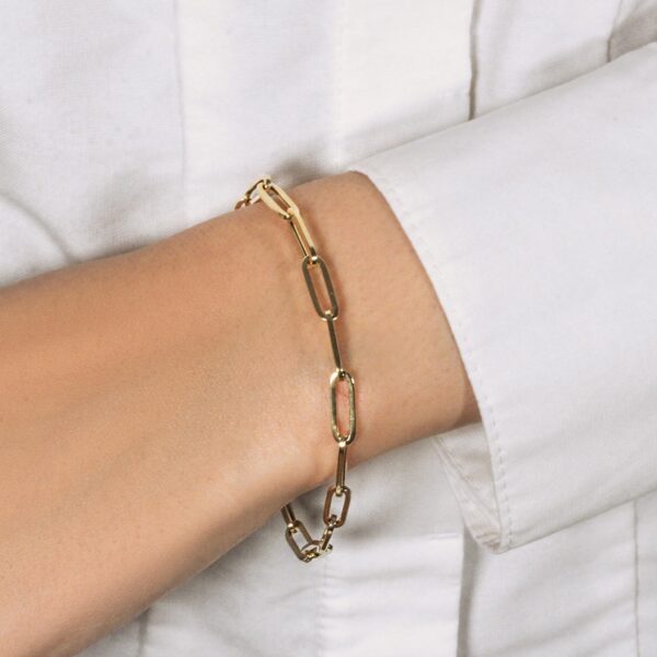 14K Yellow Gold Bold Paperclip Chain Bracelet - Image 3