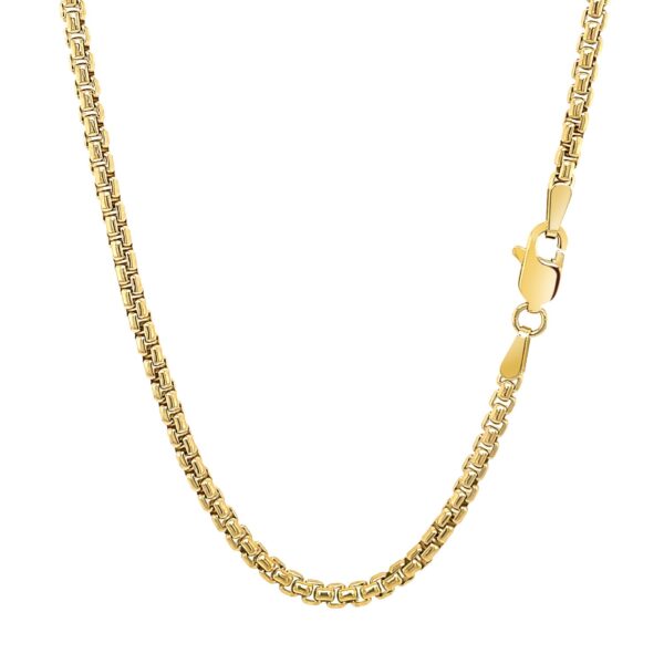 14k Yellow Gold Solid Round Box Chain 2.5 mm - Image 2