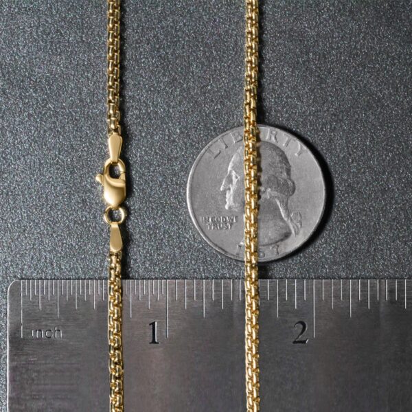 14k Yellow Gold Solid Round Box Chain 2.5 mm - Image 6