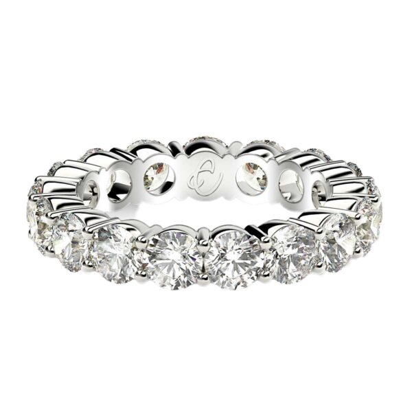 Round Cut Lab Grown Diamond Eternity Ring in 14k White Gold (3 cttw FG/VS2) - Image 6