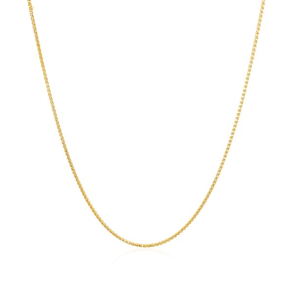 14k Yellow Gold Diamond Cut Round Wheat Chain 0.6mm - Image 3