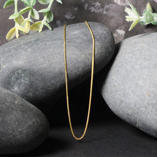 14k Yellow Gold Diamond Cut Round Wheat Chain 0.6mm - Image 5