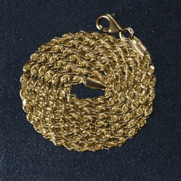 2.5mm 10k Yellow Gold Solid Diamond Cut Rope Chain - Image 9