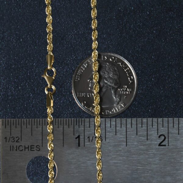 2.5mm 10k Yellow Gold Solid Diamond Cut Rope Chain - Image 10