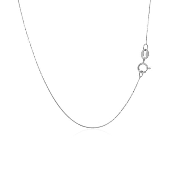 14k White Gold Classic Box Chain 0.4mm - Image 2