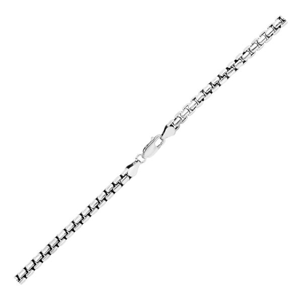 4.4mm Sterling Silver Rhodium Plated Round Box Chain - Image 3