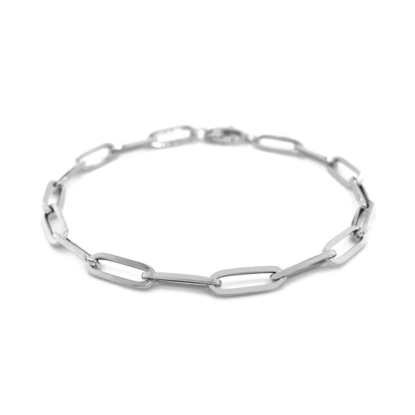 14K White Gold Bold Paperclip Chain Bracelet - Image 3