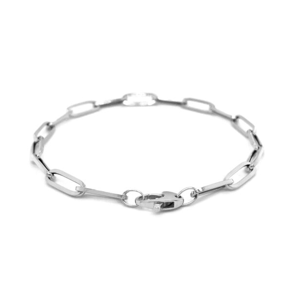 14K White Gold Bold Paperclip Chain Bracelet - Image 2