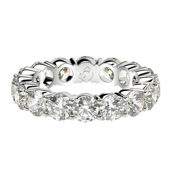 Round Cut Lab Grown Diamond Eternity Ring in 14k White Gold (4 cttw FG/VS2) - Image 3