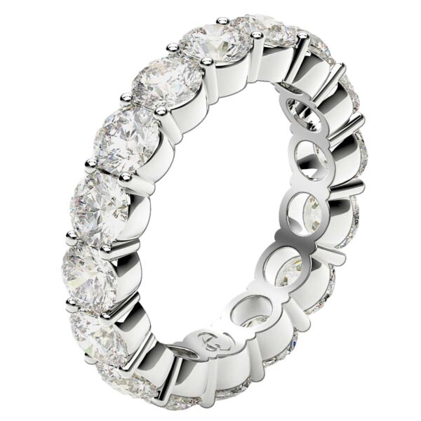 Round Cut Lab Grown Diamond Eternity Ring in 14k White Gold (4 cttw FG/VS2) - Image 6