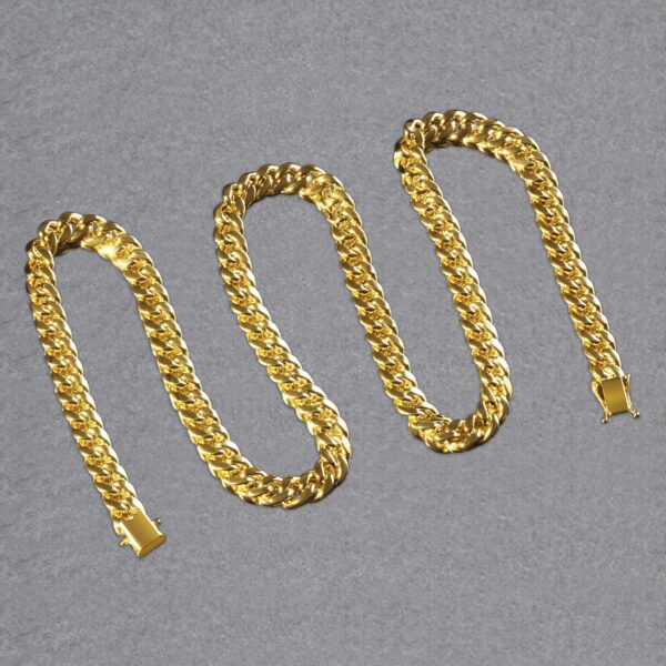 7.5mm 14k Yellow Gold Semi Solid Miami Cuban Chain - Image 3