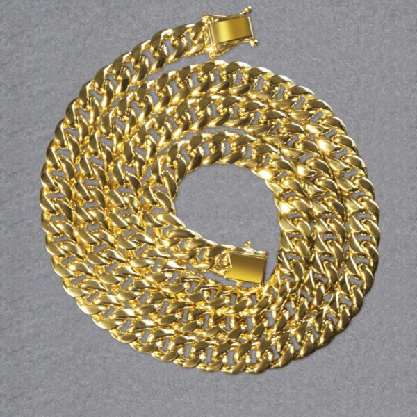 7.5mm 14k Yellow Gold Semi Solid Miami Cuban Chain - Image 2