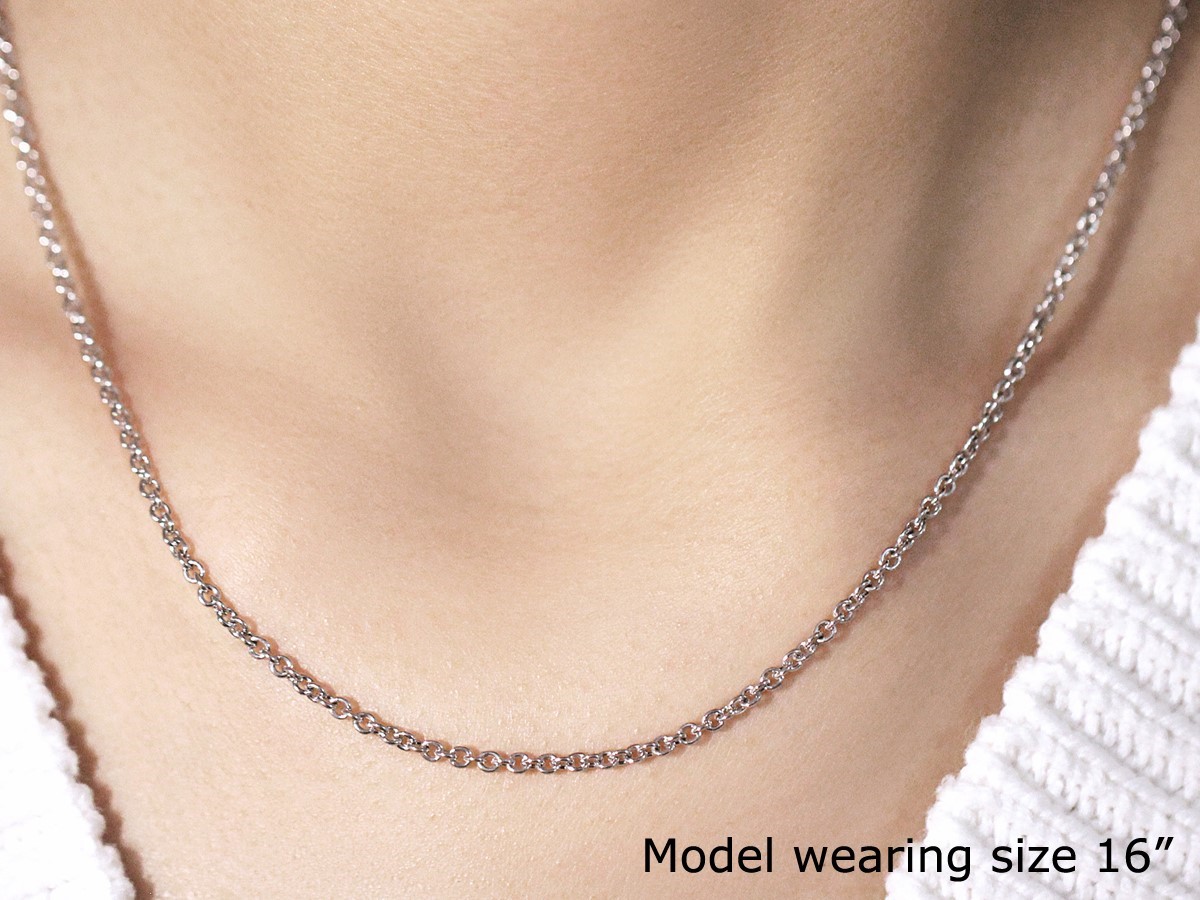 2.2mm 14k White Gold Forsantina Lite Cable Link Chain - Image 2