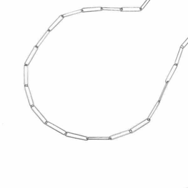 14k White Gold Wire Paperclip Chain (2.7mm) - Image 3