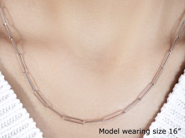 14k White Gold Wire Paperclip Chain (2.7mm) - Image 2