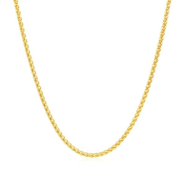 14k Yellow Gold Round Wheat Chain 1.5mm - Image 10