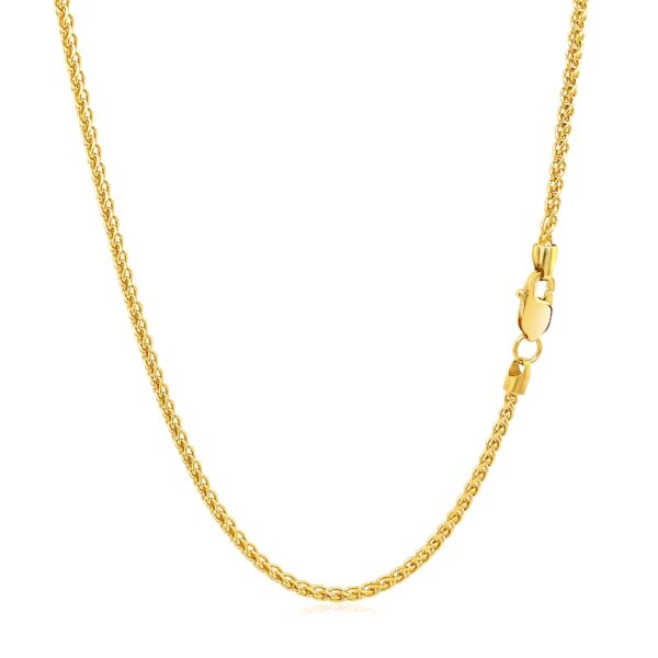 14k Yellow Gold Round Wheat Chain 1.5mm - Image 8