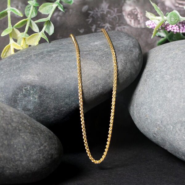 14k Yellow Gold Round Wheat Chain 1.5mm - Image 5