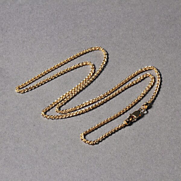 14k Yellow Gold Round Wheat Chain 1.5mm - Image 2