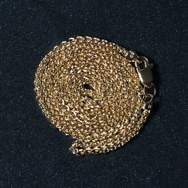 14k Yellow Gold Round Wheat Chain 1.5mm - Image 7