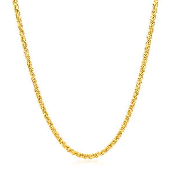 2.1mm 14k Yellow Gold Round Wheat Chain - Image 3