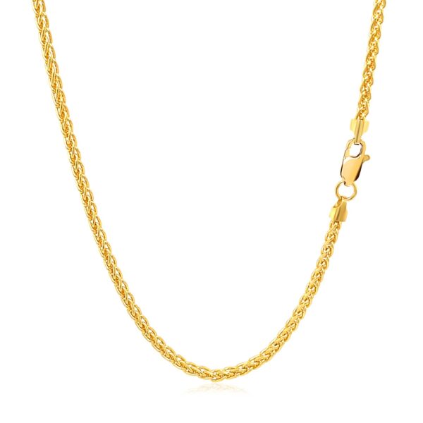 2.1mm 14k Yellow Gold Round Wheat Chain - Image 7