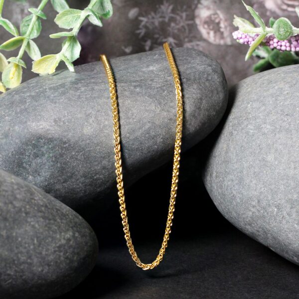 2.1mm 14k Yellow Gold Round Wheat Chain - Image 5