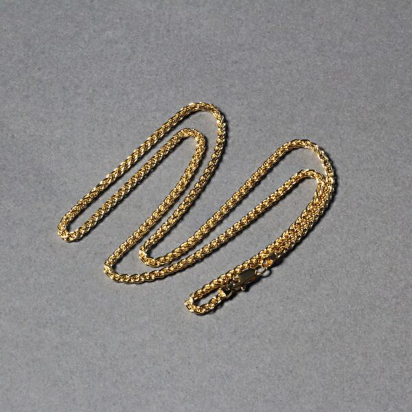 2.1mm 14k Yellow Gold Round Wheat Chain - Image 4