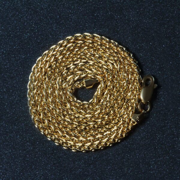 2.1mm 14k Yellow Gold Round Wheat Chain - Image 11