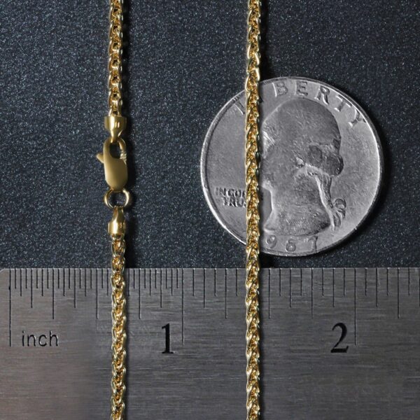 2.1mm 14k Yellow Gold Round Wheat Chain - Image 10