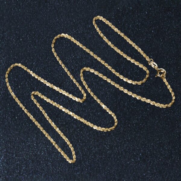 10k Yellow Gold Solid Diamond Cut Rope Chain 1.4mm - Image 7