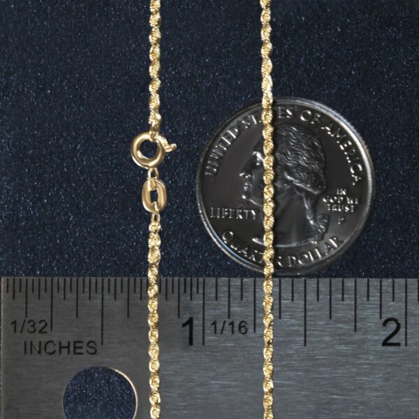 10k Yellow Gold Solid Diamond Cut Rope Chain 1.4mm - Image 4