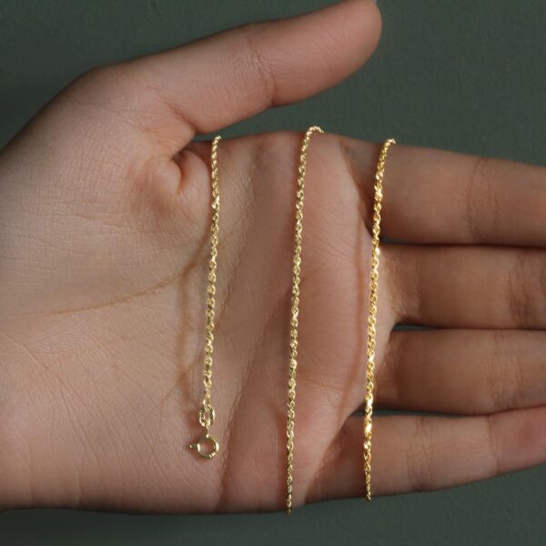 10k Yellow Gold Solid Diamond Cut Rope Chain 1.4mm - Image 8