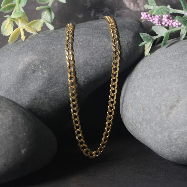 3.6mm 14k Yellow Gold Solid Curb Chain - Image 9