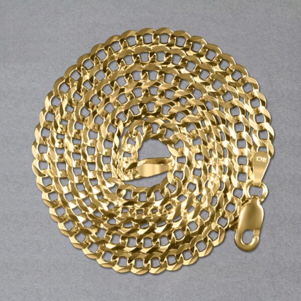 3.6mm 14k Yellow Gold Solid Curb Chain - Image 8