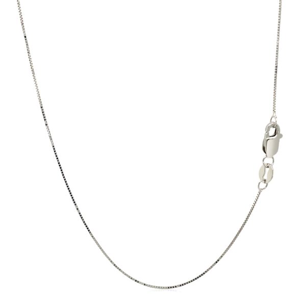 14k White Gold Classic Box Chain 0.45mm - Image 4