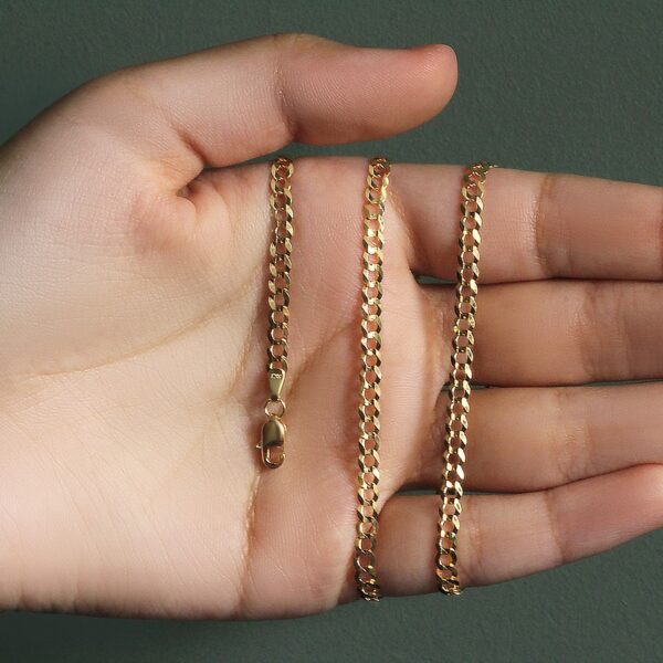 3.6mm 14k Yellow Gold Solid Curb Chain - Image 6