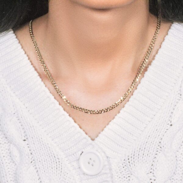 3.6mm 14k Yellow Gold Solid Curb Chain - Image 7